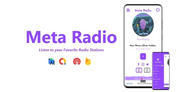 Plantilla API 34 Meta Radio - Two Station Radio App | ADMOB, FIREBASE, ONESIGNAL