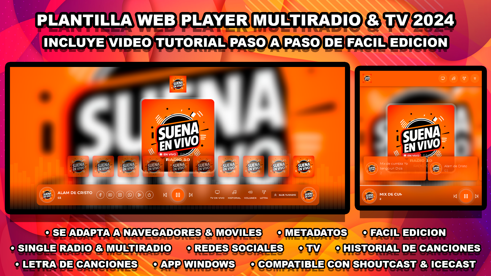 Nueva Plantilla Web Player Multiradio y TV 2024 Suena en Vivo 6