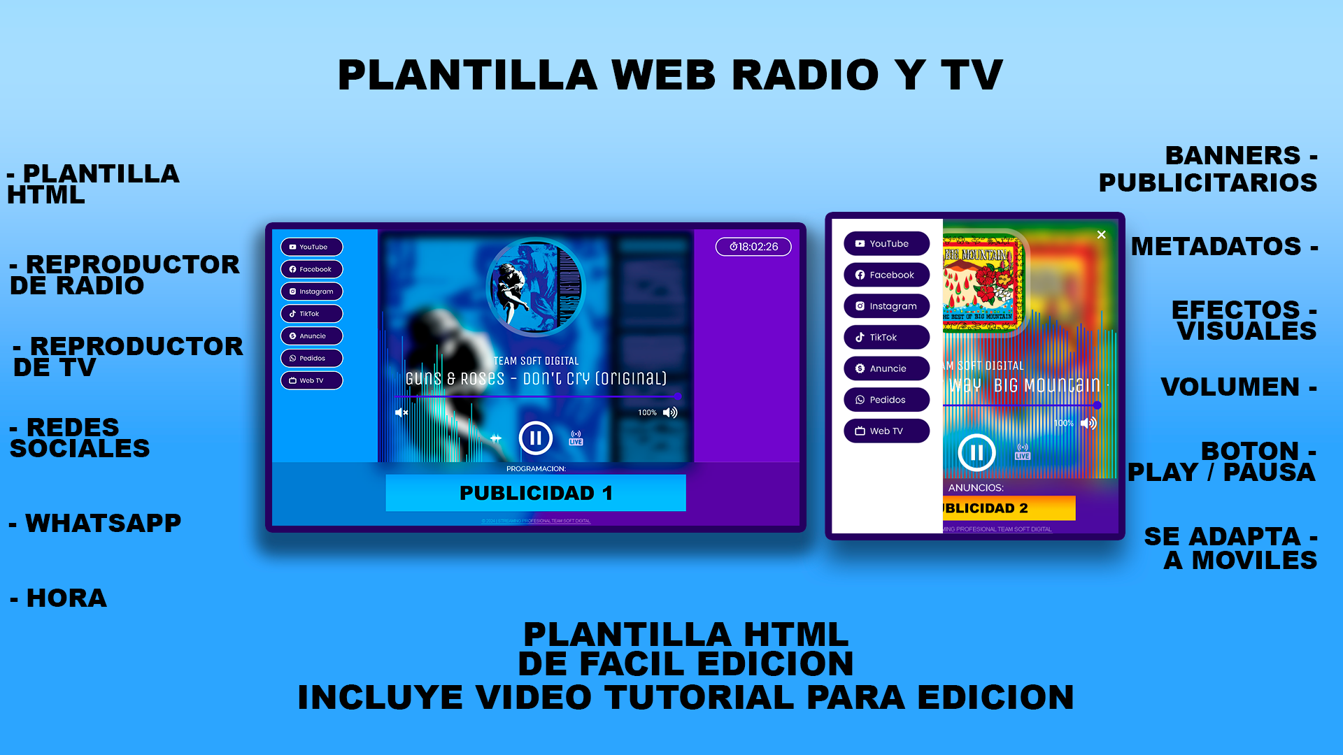 Plantilla Web Reproductor Radio & Tv